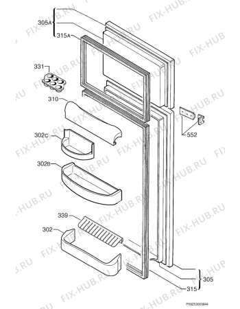 Взрыв-схема холодильника Electrolux (Alno) ER2130I - Схема узла Door 003